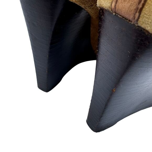 Tory Burch Gabrielle Brown Suede Wedge Booties Almond Toe & Tri-Buckle, Size 7M - Picture 6 of 12